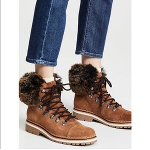 Sam Edelman Brown Ankle Boots with Fur Trim